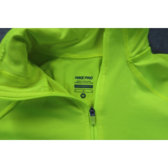 Nike Pro Dri Fit Neon Yellow 1/4 Zip Pullover Women's Size M Running Run - Picture 3 of 7
